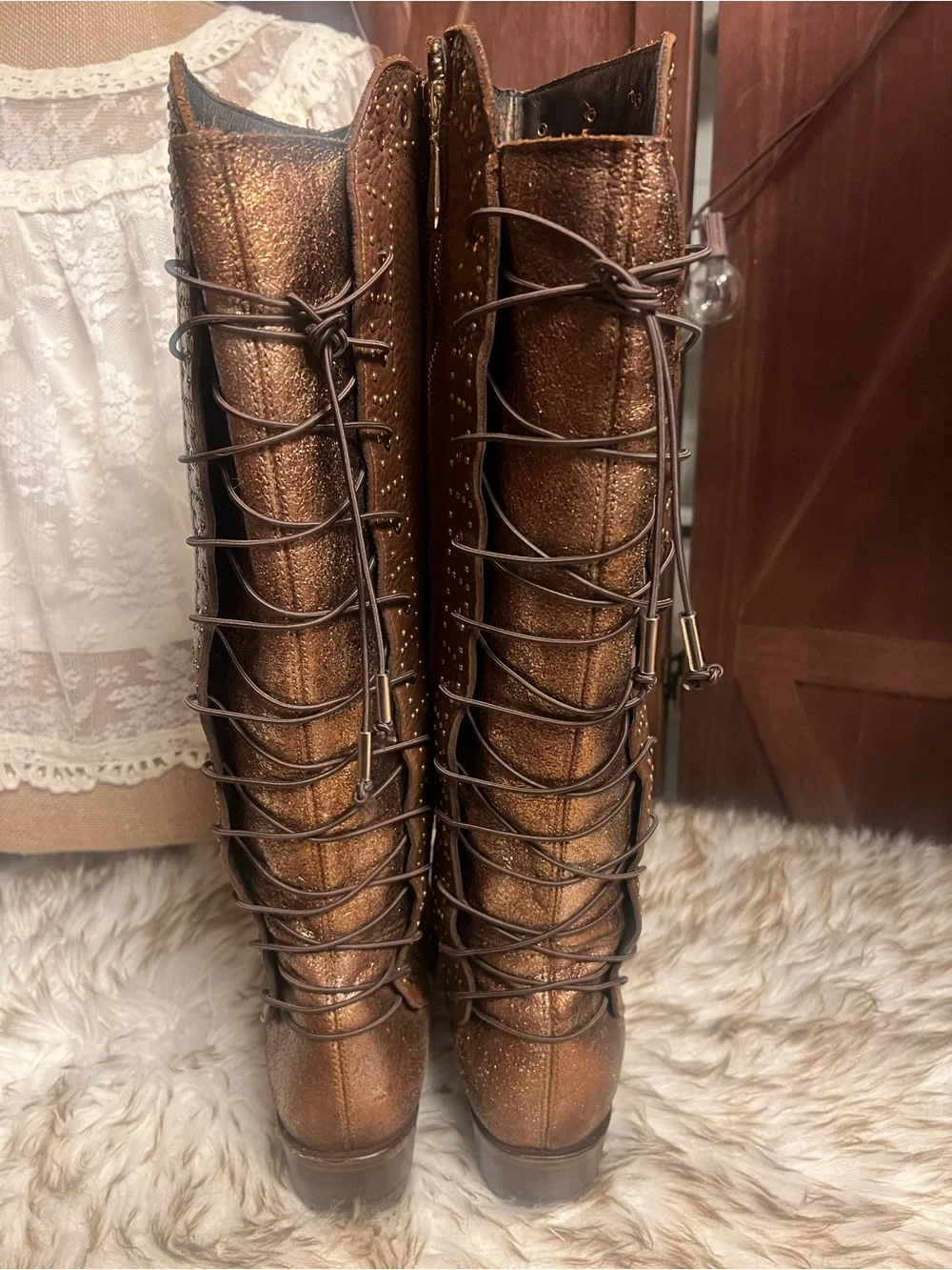 Caudra leather Women's Tall Brown Lace-Up Riding Boots